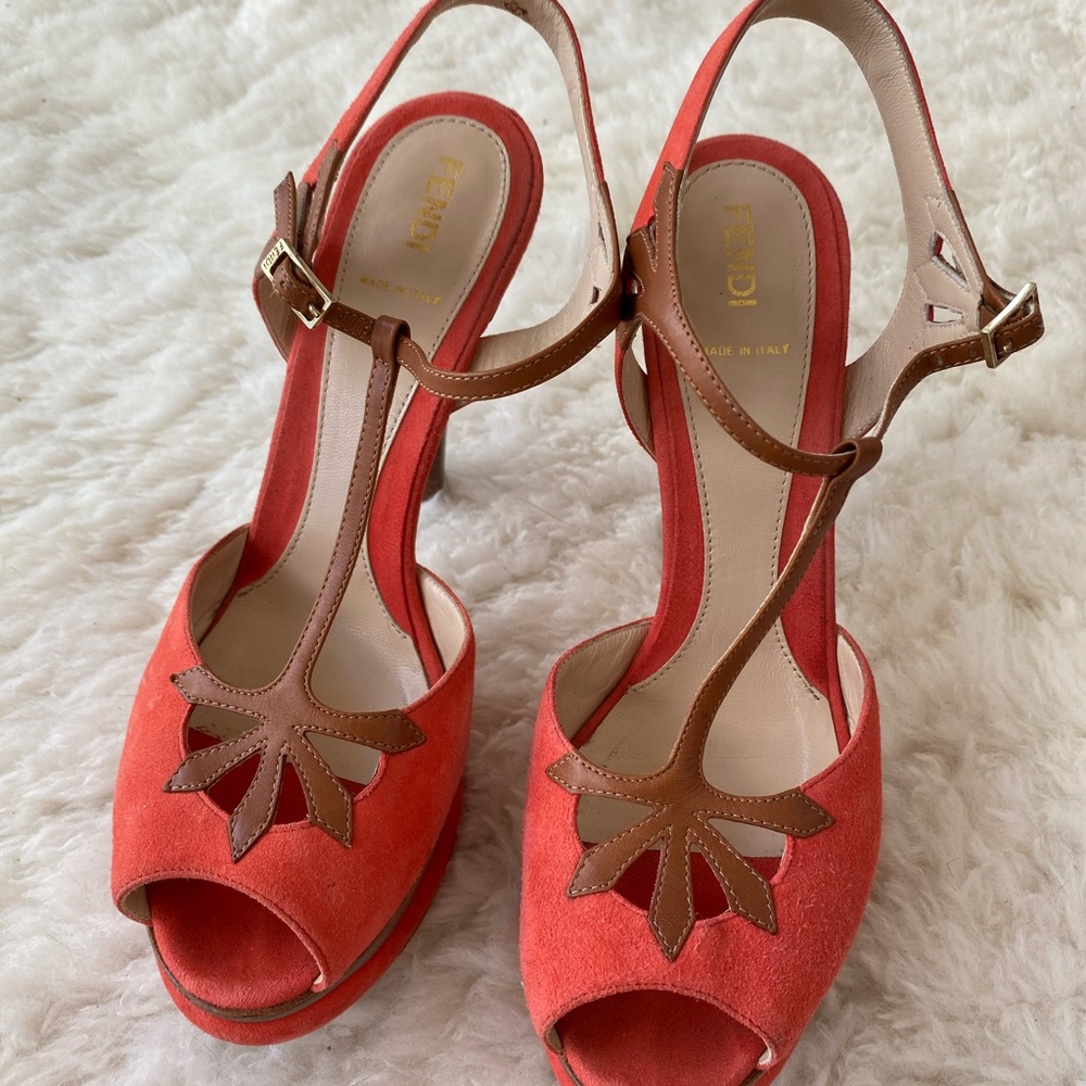 FENDI orange suede sandals